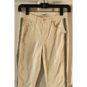 L'agence Women's Cream Cropped Denim Pants with Silver & Black Detailing Size 23